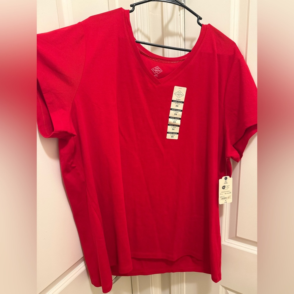 St. John's Bay Classic V-Neck Short Sleeve Tee - Red